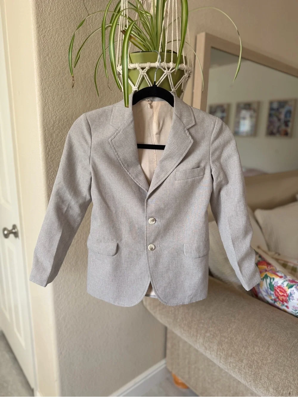 Kids Light Gray Single-Breasted Blazer